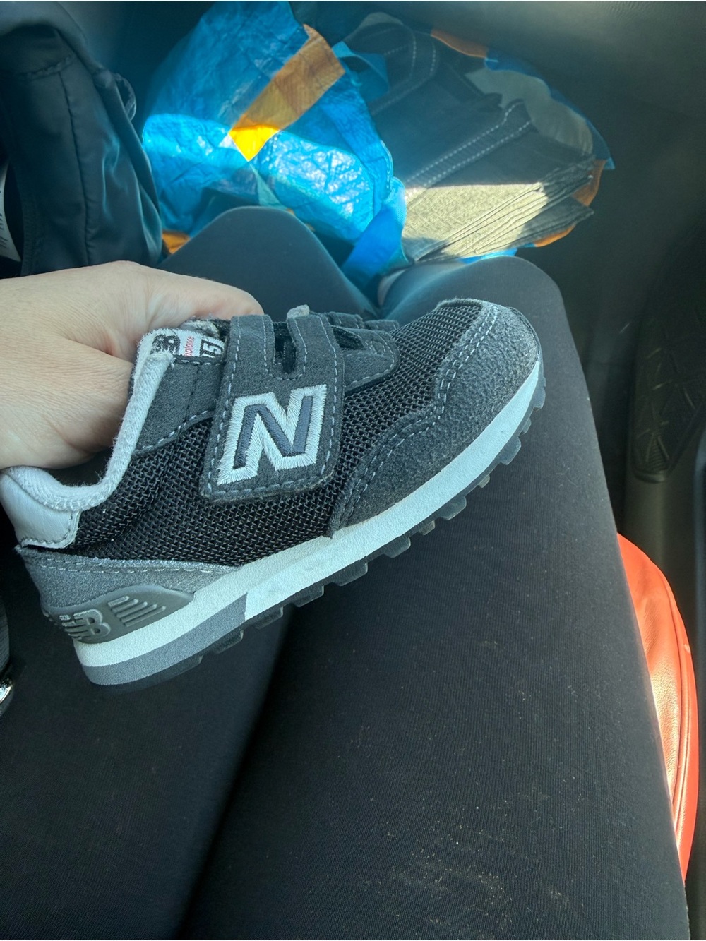 New Balance Kids Black and Gray Velcro Mesh Sneaker